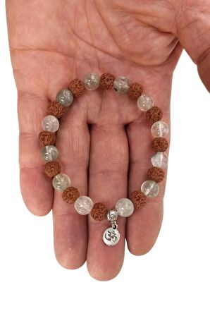Rudrakşa, Kristal Kuvars Bileklik Ohm Sembollü Rudraksha 414-4