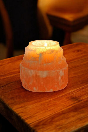 Turuncu Selenit Mumluk 8 Cm Tealight Mumluk