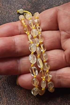 Doğal Taş Sitrin Bileklik, Makrome Ayarlı 679-1