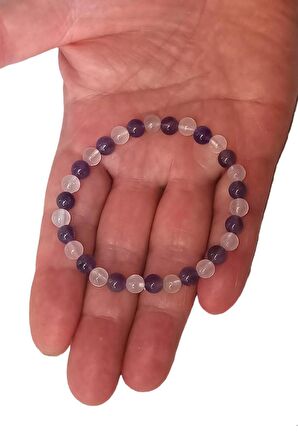 Ametist, Pembe Kuvars Bileklik 6mm Küre Kesim 559-1
