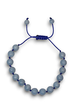 8 mm Doğal Anjelit Taşı Bileklik Makrome Ayarlı 517-2