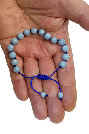 8 mm Doğal Anjelit Taşı Bileklik Makrome Ayarlı 517-2