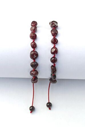 Doğal Lal Garnet Bileklik Makrome Ayarlı 671-4