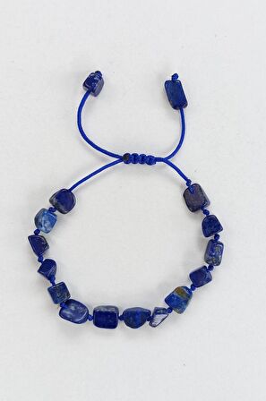 Doğal Lapis Lazuli Bileklik Makrome Ayarlı 417-5