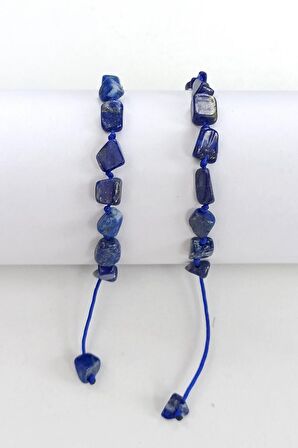 Doğal Lapis Lazuli Bileklik Makrome Ayarlı 417-5