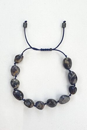 Doğal İyolit Bileklik, Makrome Ayarlı 670-4