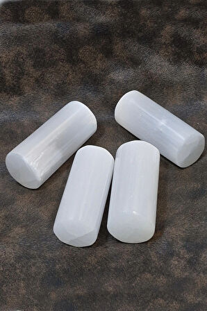 Beyaz Selenit Yoga Meditasyon Reiki Uyumlama Silindiri 8 Cm