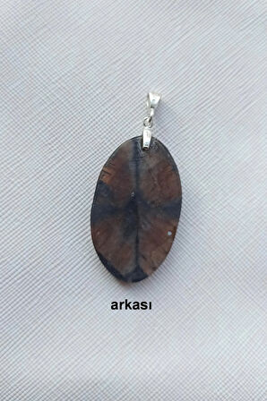 Çiyastolit (Chiastolite) Haç Taşı Kolye Ucu Gümüş Malzemeli C1-510