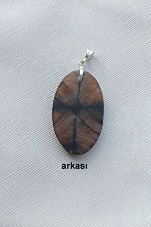 Çiyastolit (Chiastolite) Haç Taşı Kolye Ucu Gümüş Malzemeli C3-510