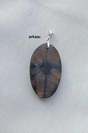 Çiyastolit (Chiastolite) Haç Taşı Kolye Ucu Gümüş Malzemeli C5-510