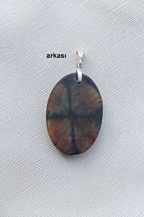 Çiyastolit (Chiastolite) Haç Taşı Kolye Ucu Gümüş Malzemeli C6-510