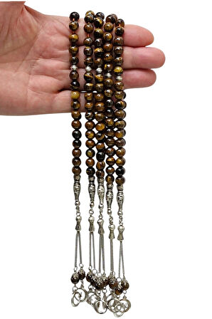 Doğal Taş Kaplangözü Tesbih 8mm Küre Kesim 608-2