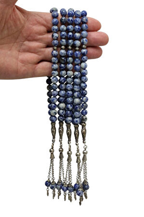 Doğal Taş Mavi Kuvars Tesbih 8mm Küre Kesim 221-3