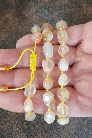 Flower Agate, Çiçek Akik Bileklik, Makrome Ayarlı 545-2