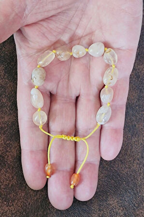 Flower Agate, Çiçek Akik Bileklik, Makrome Ayarlı 545-2