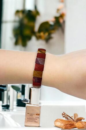 Mokait Jasper Bileklik Faset Kesim Elastik Yapılı 305-2