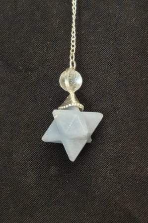 Merkaba Yıldızı Anjelit Ve Kuvars Taşlı Pandül - Sarkaç 623-2