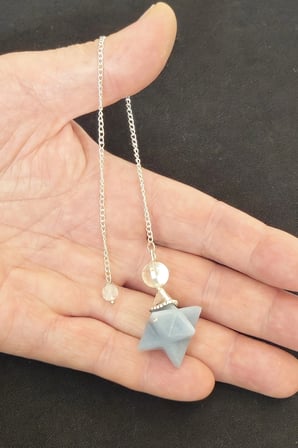 Merkaba Yıldızı Anjelit Ve Kuvars Taşlı Pandül - Sarkaç 623-2
