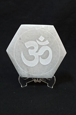 Ohm Sembolü Enerji Yükleyici Beyaz Selenit Altıgen Plaka 58AO