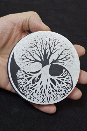 Ying Yang Hayat Ağacı Enerji Yükleyici Beyaz Selenit Plaka 58