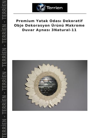 Premium Yatak Odası Dekoratif Obje Dekorasyon Ürünü Makrome Duvar Aynası 3Natural-11