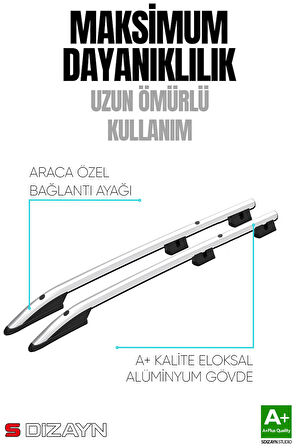 S-Dizayn Peugeot Bipper Aluminyum Gri Tavan Çıtası Sport Model 2008 Üzeri A+ Kalite