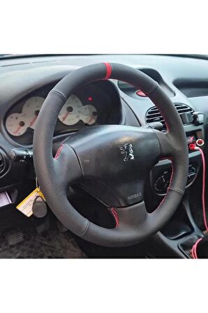 PEUGEOT 206 (2003-2006) Uyumlu ARACA ÖZEL DİKMELİ DİREKSİYON KILIFI