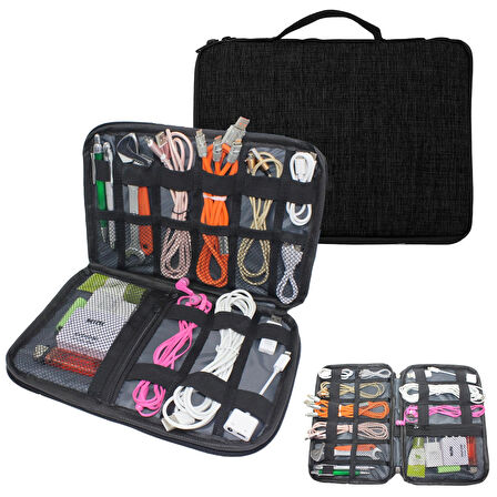 Microcase Çok Gözlü Kullanışlı Elde Taşıma Askılı Organizer Çanta - SİYAH AL5101