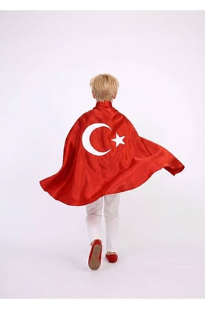 23 Nisan 19 Mayıs 29 Ekim Kız Erkek Atatürk Baskılı Pelerin Gösteri Kostüm