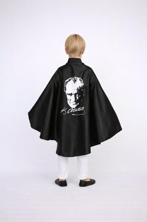 23 Nisan 19 Mayıs 29 Ekim Kız Erkek Atatürk Baskılı Pelerin Gösteri Kostüm
