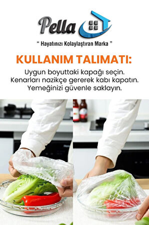 300 Adet Pratik Tazeliği Koruyan Tencere ve Tabak Bonesi | Çok Amaçlı Kapak Gıda Bonesi (3 paket:300 adet)