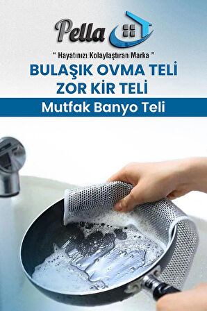 10’lu Hijyenik Bulaşık Ovma Teli- Çift Katlı Zor Kir ve Yağ Çözücü (20X20 Cm)