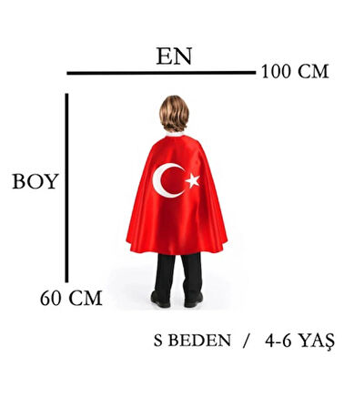 Türk Bayraklı Pelerin S Beden En:100 Cm / Boy:60cm (5 ADET)
