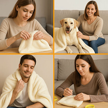 BEYLİNİ Welsoft Peluş Kumaş Çift Taraflı Yıkanabilir Kesilebilir Koltuk Battaniye Yastık Kaplaması 180x100
