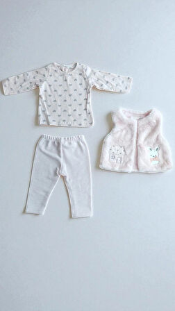 KIZ BEBEK EKSTRA YUMUŞAK PELUŞ HIRKALI LÜKS 3 LÜ SET %100 PAMUK