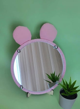SimpleHoop Pembe Ayıcık Kulaklı Çocuk Odası Dekoratif Ayna