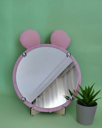 SimpleHoop Pembe Ayıcık Kulaklı Çocuk Odası Dekoratif Ayna