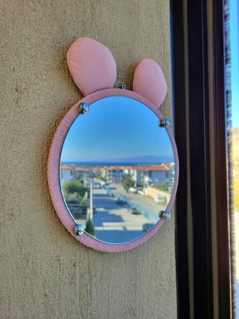 SimpleHoop Pembe Ayıcık Kulaklı Çocuk Odası Dekoratif Ayna