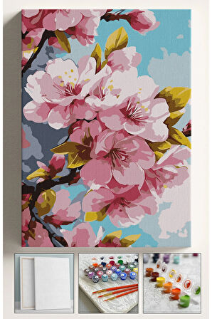 Sayılarla Boyama Çerçeveli Hobi Seti Numaralı Tuval Fırça Boya Dahil Kasnaklı GEYİK 40X50 Cm