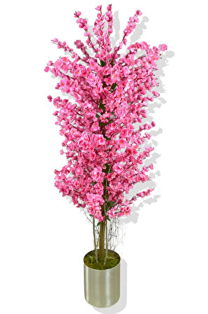 PEMBE BAHAR DALI 180 CM YAPAY AĞAÇ 30X30 METAL SAKSI