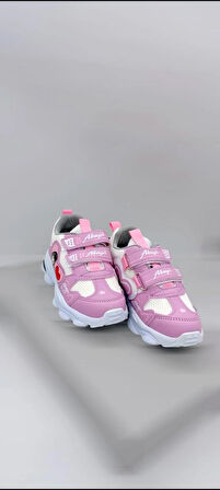 KIZ ÇOCUK PEMBE GÜNLÜK RAHAT BASKILI SNEAKER