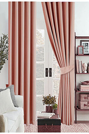 Pudra Gülkurusu Pembe Renk Kalın Güneşlik Blackout Kararma Fon Perde Düz Dikim