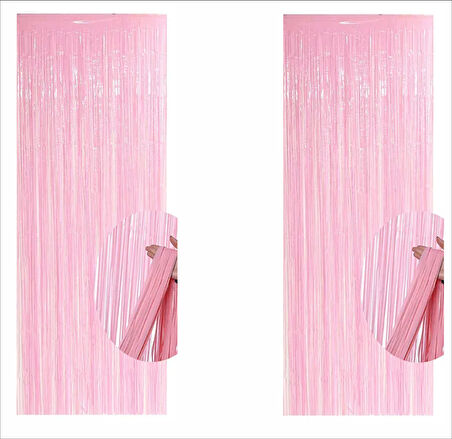 2 ADET PEMBE ARKA FON PERDE