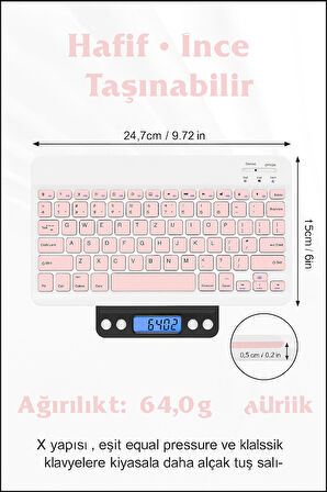  Kablosuz Bluetooth Klavye + Mouse Seti (iOS / Android / Windows Uyumlu) PEMBE