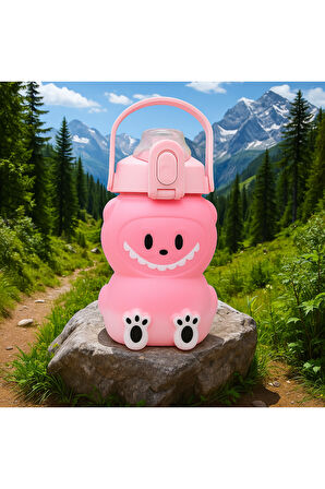 Labubu Matara Pembe 1000 ml – Sevimli Kapaklı Su Şişesi, Okul & Spor İçin Dayanıklı Su Kabı