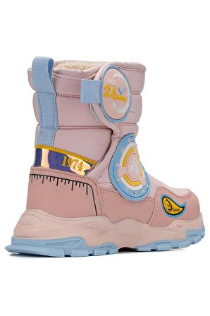 Unisex Günlük Çocuk Yüksek Kalın Kaymaz Taban Cırtlı Kürk Astarlı Soğuk Geçirmez Kar Botu  2221