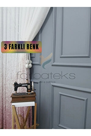 Yeni Tasarım Pudra Pembe Serpinti Tül Ve Sağ/Sol Takım Tül Fon Perde