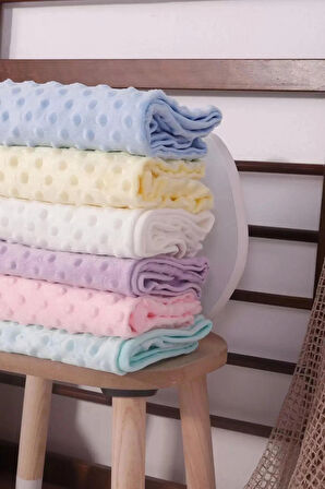 Nohut Desen Bebek Battaniye Mevsimlik Tek Kat 80X90 (KREM-MAVİ-PEMBE)