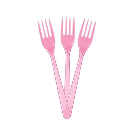 PEMBE RENK PLASTİK ÇATAL 25 ADET Sert Dayanaklı Plastik Lüks Kullan At Doğum Günü Parti Sunum Çatalı