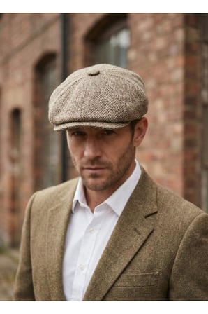 Erkek Kaşe 8 Köşe Kasket Şapka Klasik Retro- Peaky Blinders Tarzı Lastikli Standart Beden